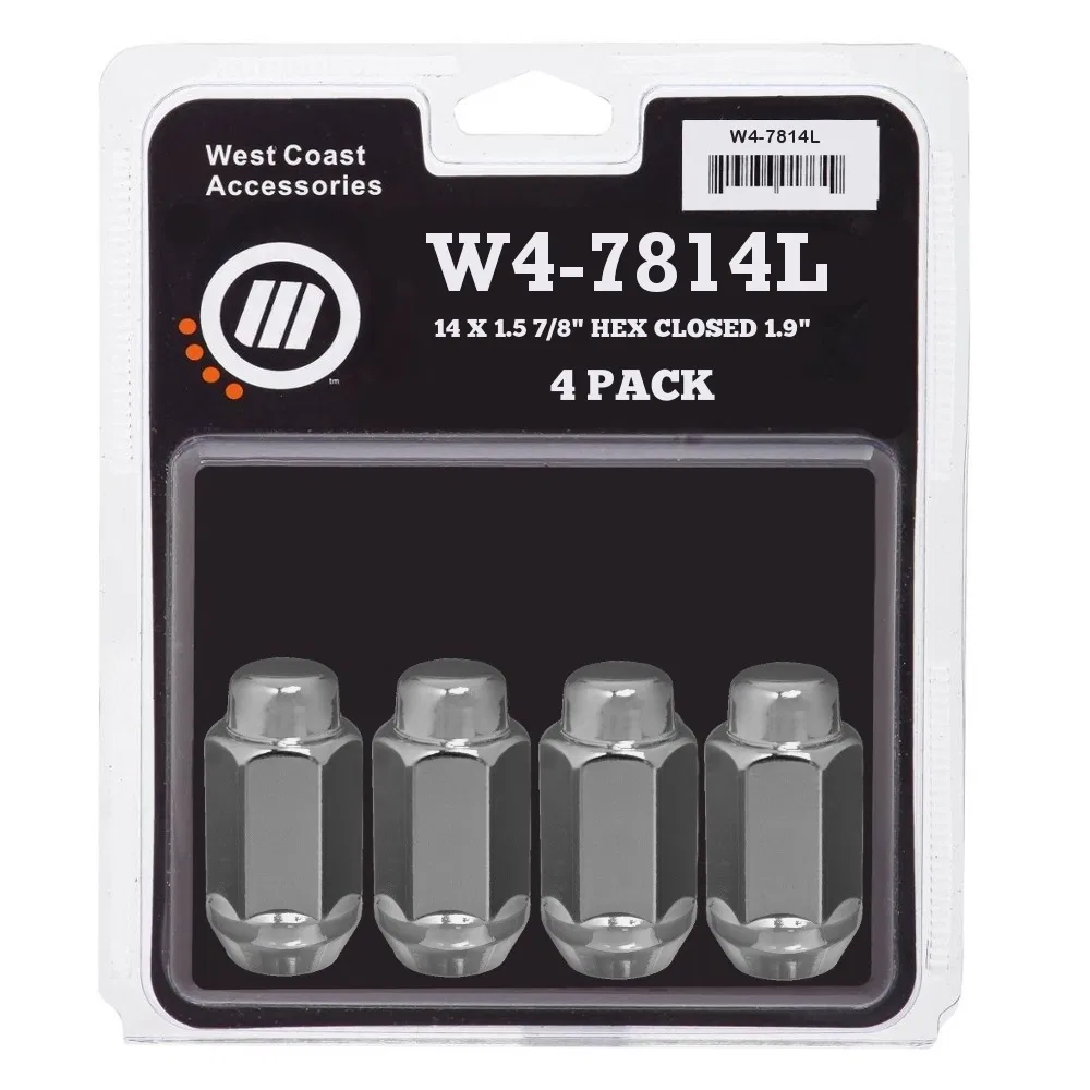 W4-7814L – WC WHEEL ACC Lug Nut, 14 x 1.5 Millimeter Thread Size 60 Degree Conical Bulge Acorn Extra Long 1.90 Inch/ ...